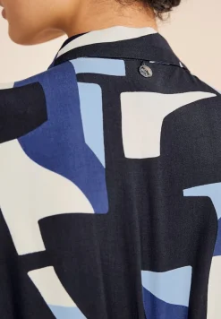 Street One Kleider*Print Hemdblusenkleid deep blue