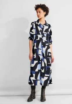 Street One Kleider*Print Hemdblusenkleid deep blue