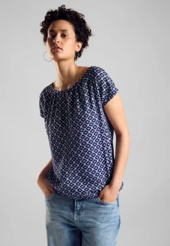 Street One Shirts*Print Materialmix T-Shirt deep blue