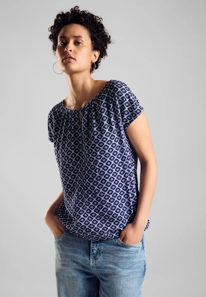 Street One Shirts*Print Materialmix T-Shirt deep blue