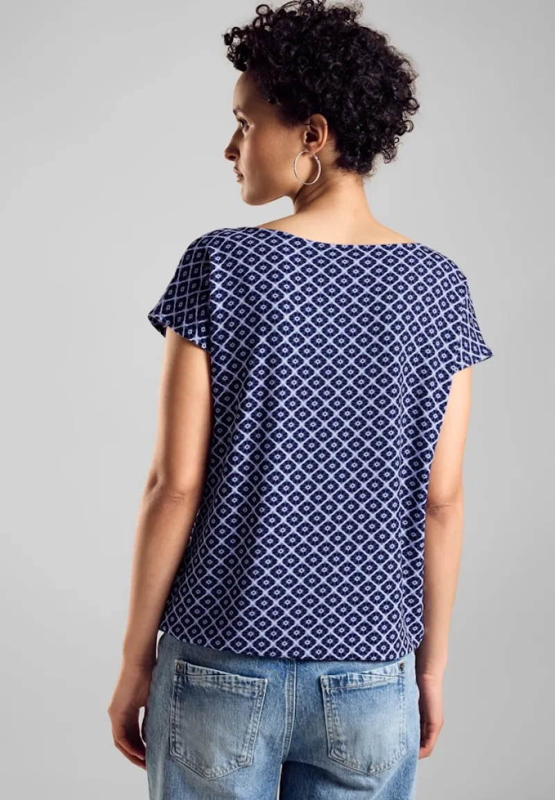 Street One Shirts*Print Materialmix T-Shirt deep blue