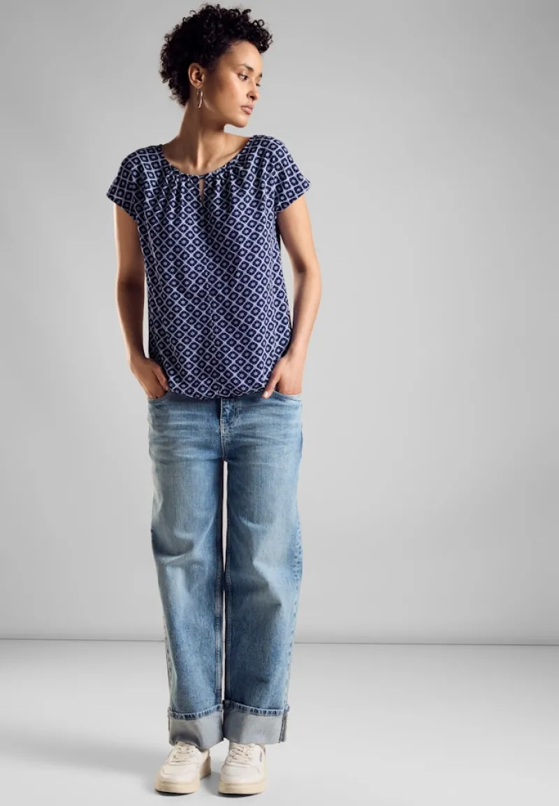 Street One Shirts*Print Materialmix T-Shirt deep blue