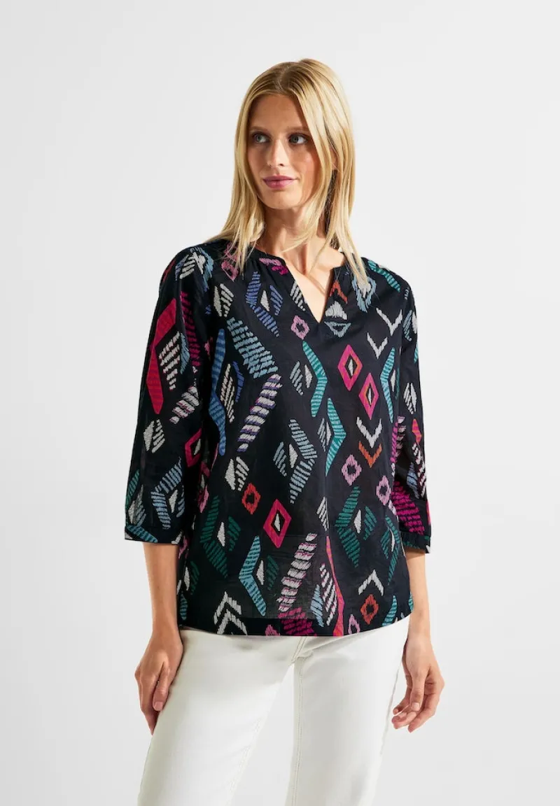 Cecil Blusen*Printbluse in Baumwolle night sky blue