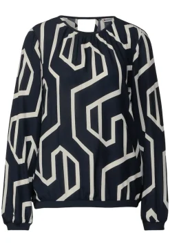 Street One Blusen*Printbluse mit Cut out deep blue