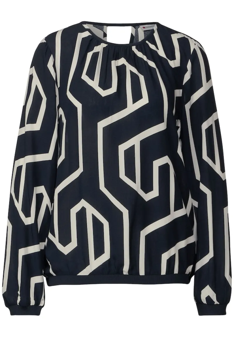 Street One Blusen*Printbluse mit Cut out deep blue