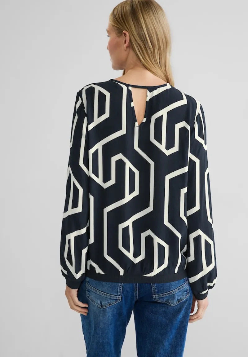 Street One Blusen*Printbluse mit Cut out deep blue