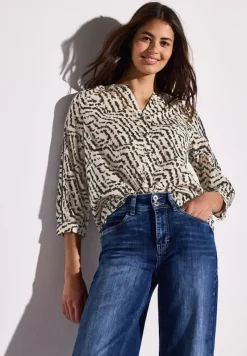 Street One Blusen*Print-Bluse mit Tapedetails moonstone sand
