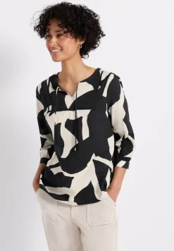 Street One Blusen*Print-Bluse mit Tape-Details whale tail grey