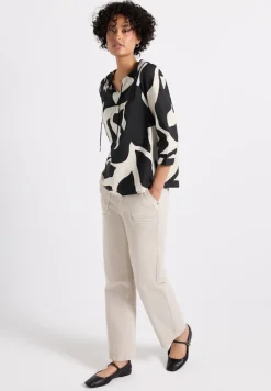 Street One Blusen*Print-Bluse mit Tape-Details whale tail grey