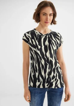 Street One Shirts*Printshirt mit Knopfleiste Black