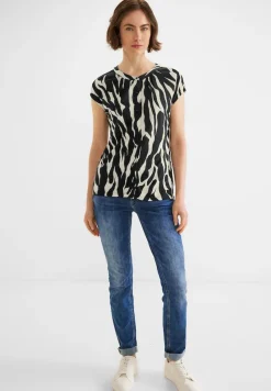 Street One Shirts*Printshirt mit Knopfleiste Black