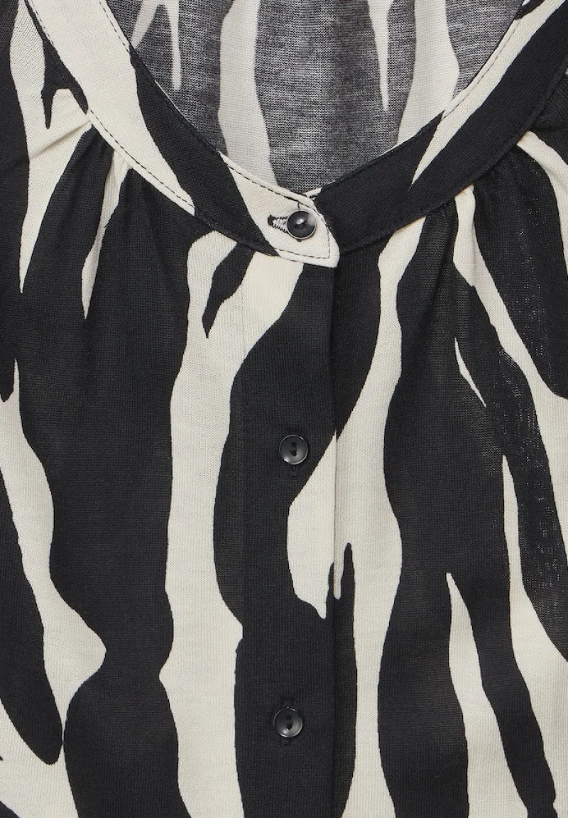 Street One Shirts*Printshirt mit Knopfleiste Black