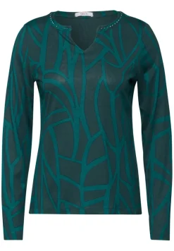 Cecil Shirts*Print-Shirt mit Ziersteinen petrol green