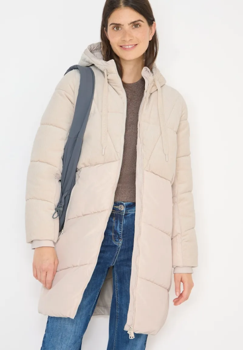 Cecil Jacken*Puffer Mantel mit Cordmix teddy vanilla white