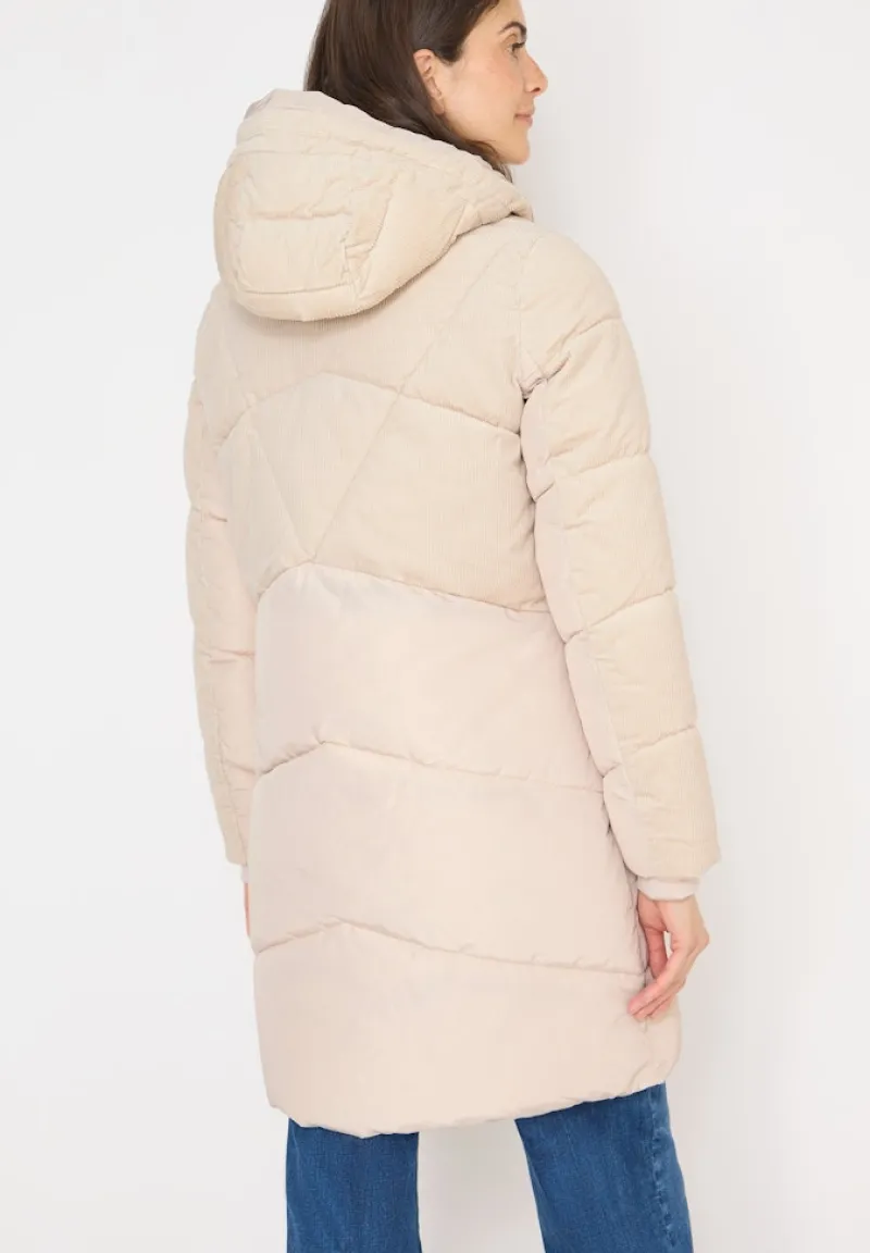Cecil Jacken*Puffer Mantel mit Cordmix teddy vanilla white