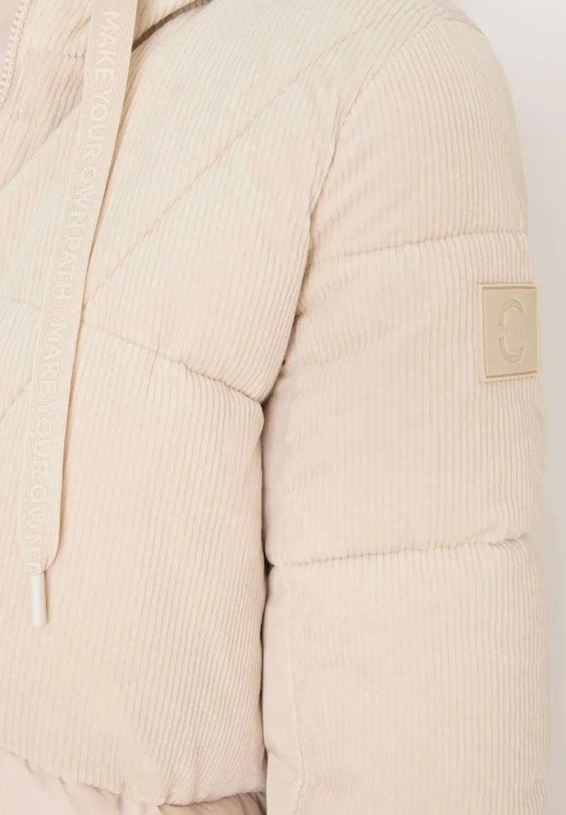 Cecil Jacken*Puffer Mantel mit Cordmix teddy vanilla white