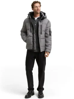 Tom Tailor Jacken|Big Boys*Puffer-Jacke mit abnehmbarer Kapuze mid grey melange structure