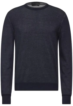 Street One Men Pullover & Sweatshirts|Big Boys*Pullover in Two Tone Optik nightfall blue