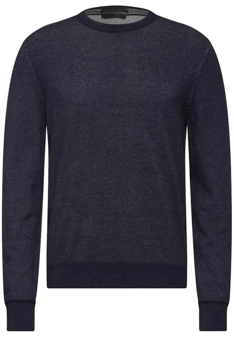 Street One Men Pullover & Sweatshirts|Big Boys*Pullover in Two Tone Optik nightfall blue
