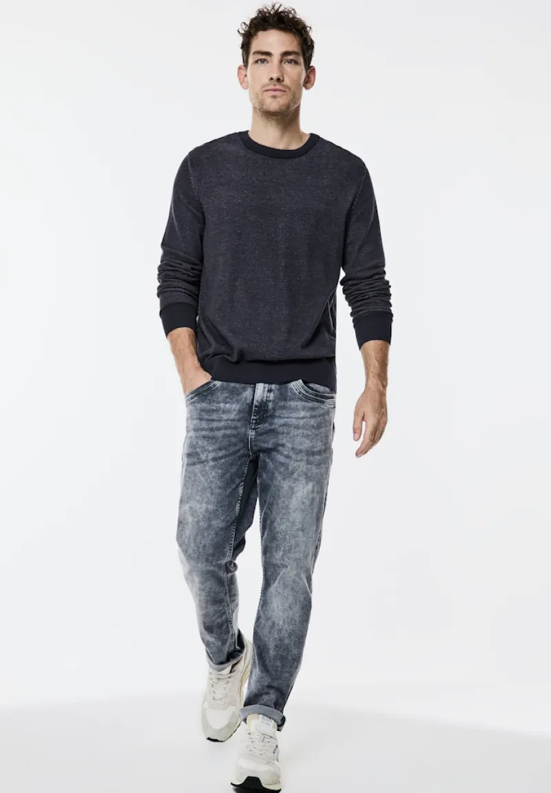 Street One Men Pullover & Sweatshirts|Big Boys*Pullover in Two Tone Optik nightfall blue