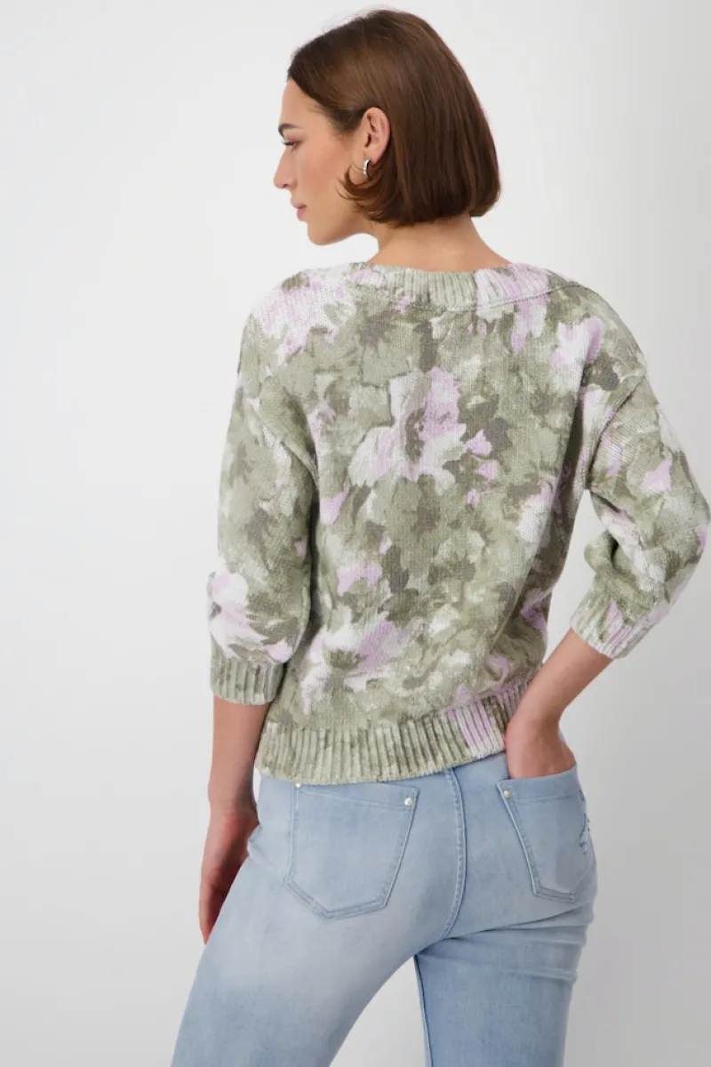Monari Pullover & Sweatshirts*Pullover mit Blumenmuster sage gemustert