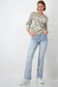 Monari Pullover & Sweatshirts*Pullover mit Blumenmuster sage gemustert