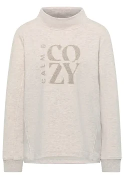 Cecil Pullover & Sweatshirts*Pullover mit Embroidery oat milk beige melange