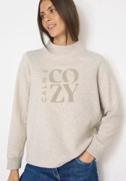 Cecil Pullover & Sweatshirts*Pullover mit Embroidery oat milk beige melange