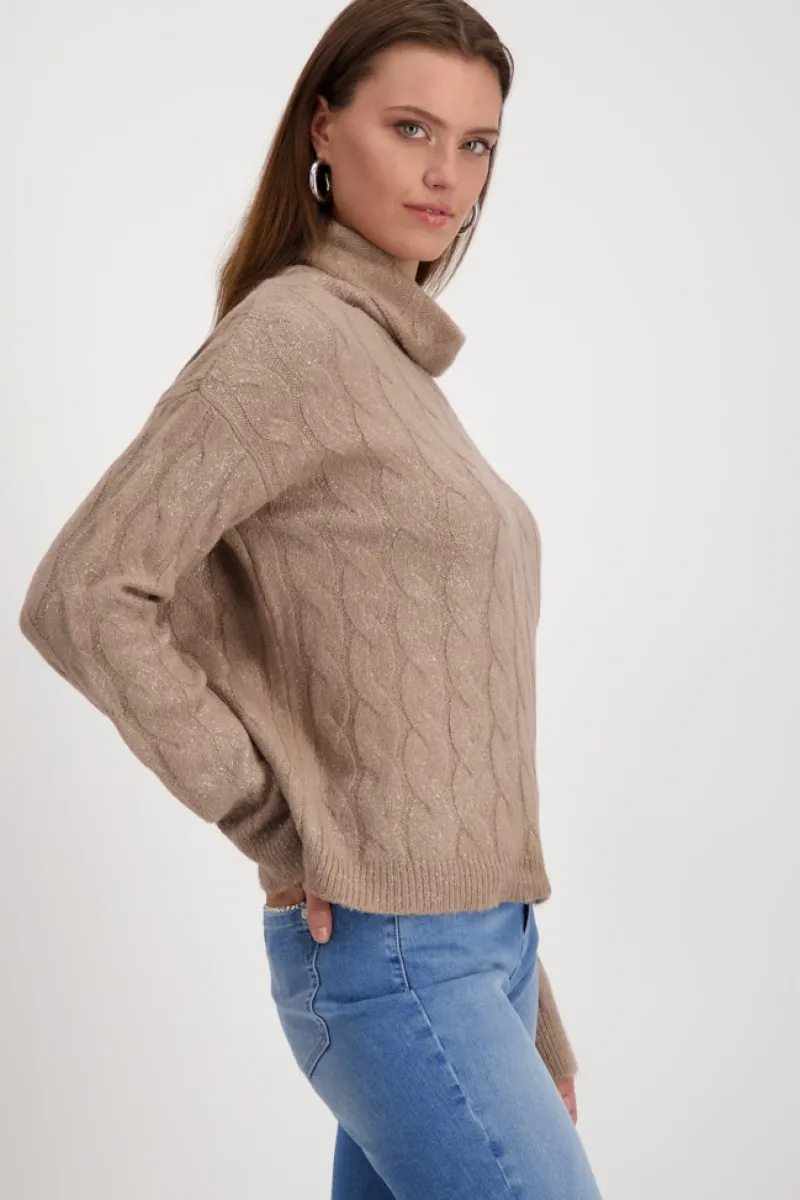 Monari Pullover & Sweatshirts*Pullover mit Glitzerdruck milk chocolate