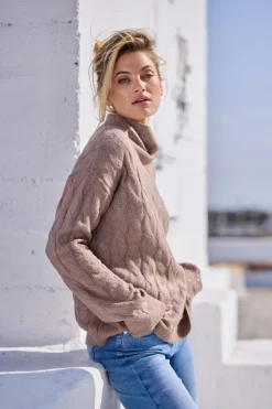 Monari Pullover & Sweatshirts*Pullover mit Glitzerdruck milk chocolate