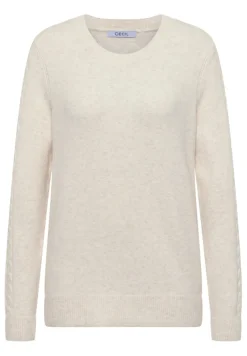 Cecil Pullover & Sweatshirts*Pullover mit Strickdetail oat milk beige melange