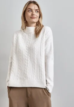 Street One Pullover & Sweatshirts*Pullover mit Strickmuster cream white melange