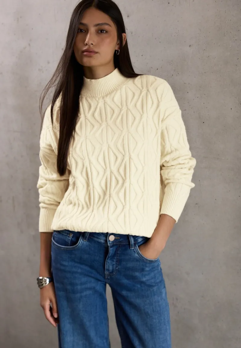 STREET ONE STUDIO Pullover & Sweatshirts*Pullover mit Strickmuster soft beige