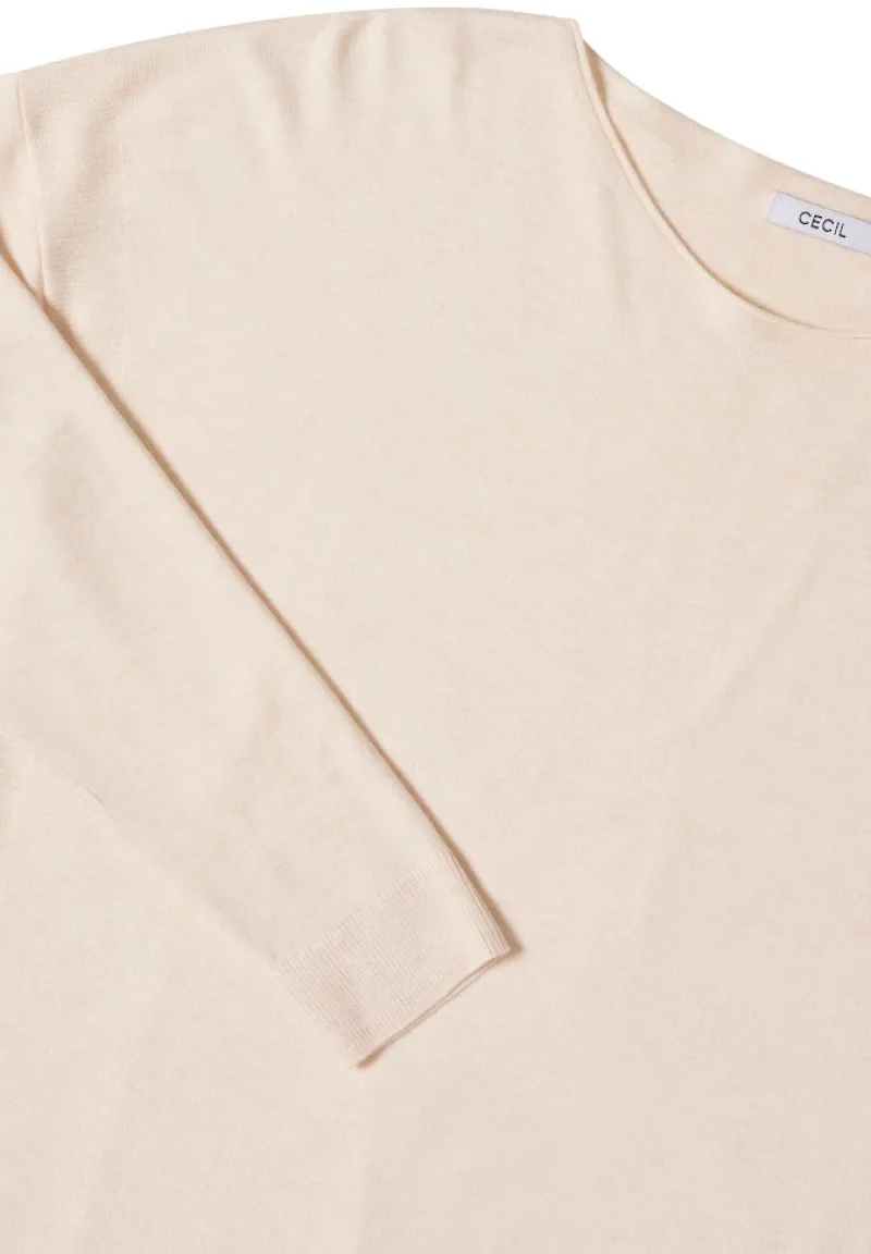 Cecil Pullover & Sweatshirts*Pullover mit Strukturdetail oat milk beige melange