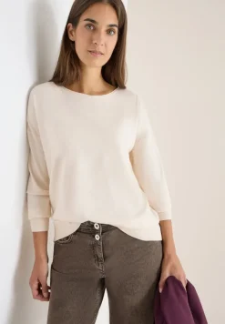 Cecil Pullover & Sweatshirts*Pullover mit Strukturdetail oat milk beige melange