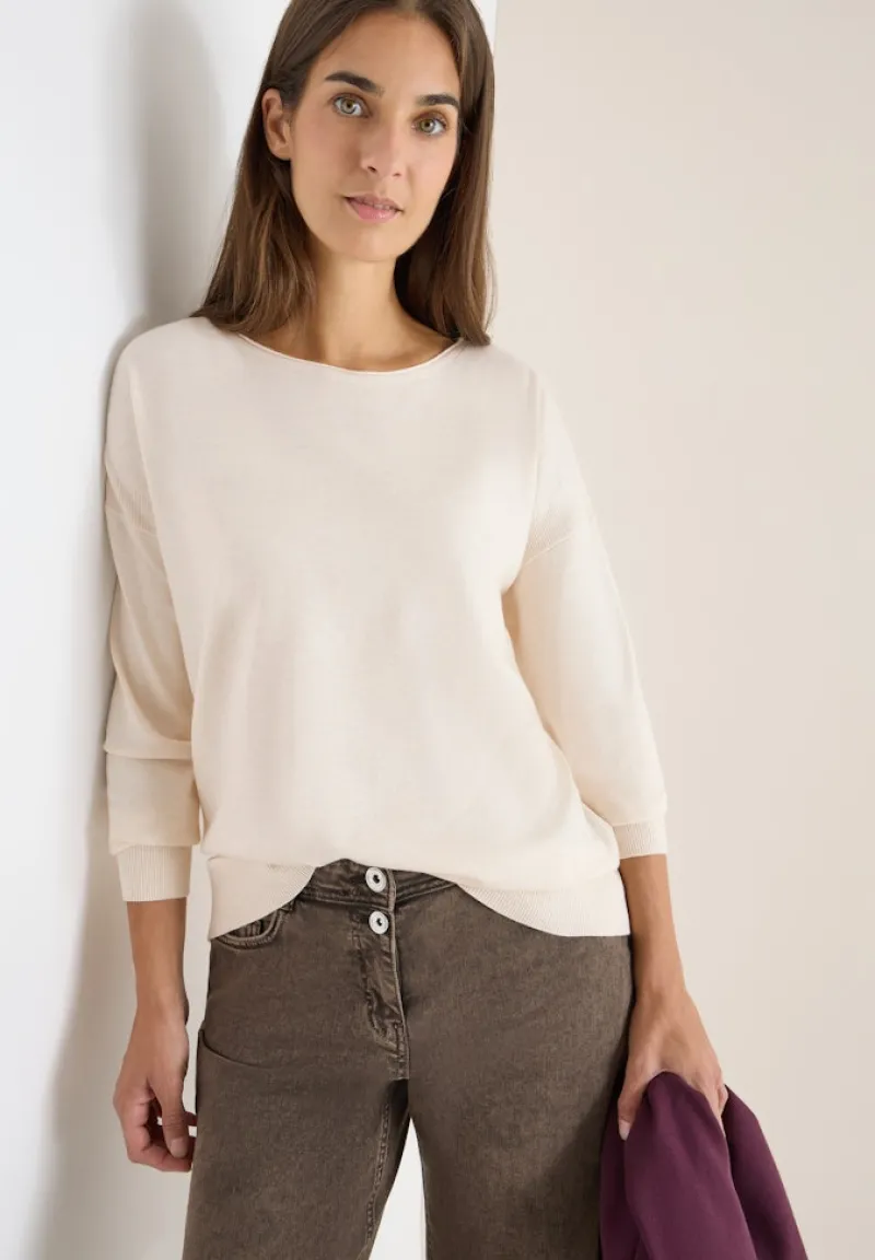 Cecil Pullover & Sweatshirts*Pullover mit Strukturdetail oat milk beige melange