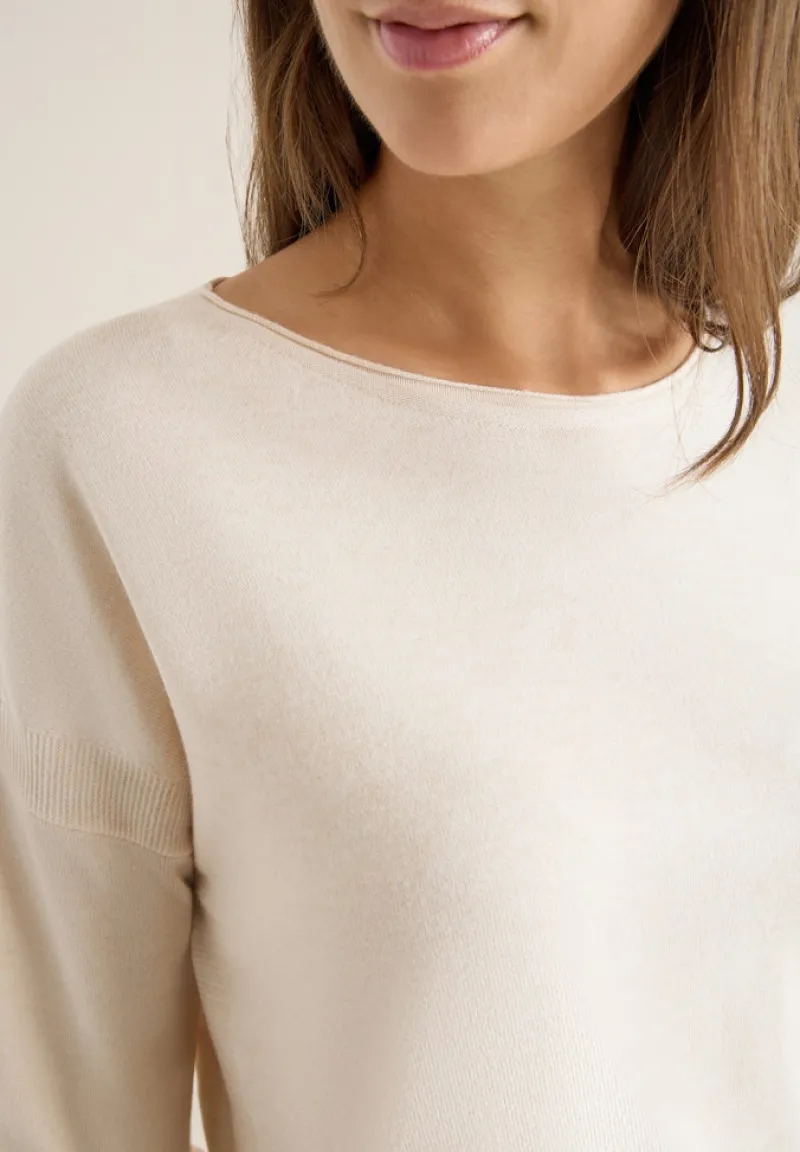 Cecil Pullover & Sweatshirts*Pullover mit Strukturdetail oat milk beige melange