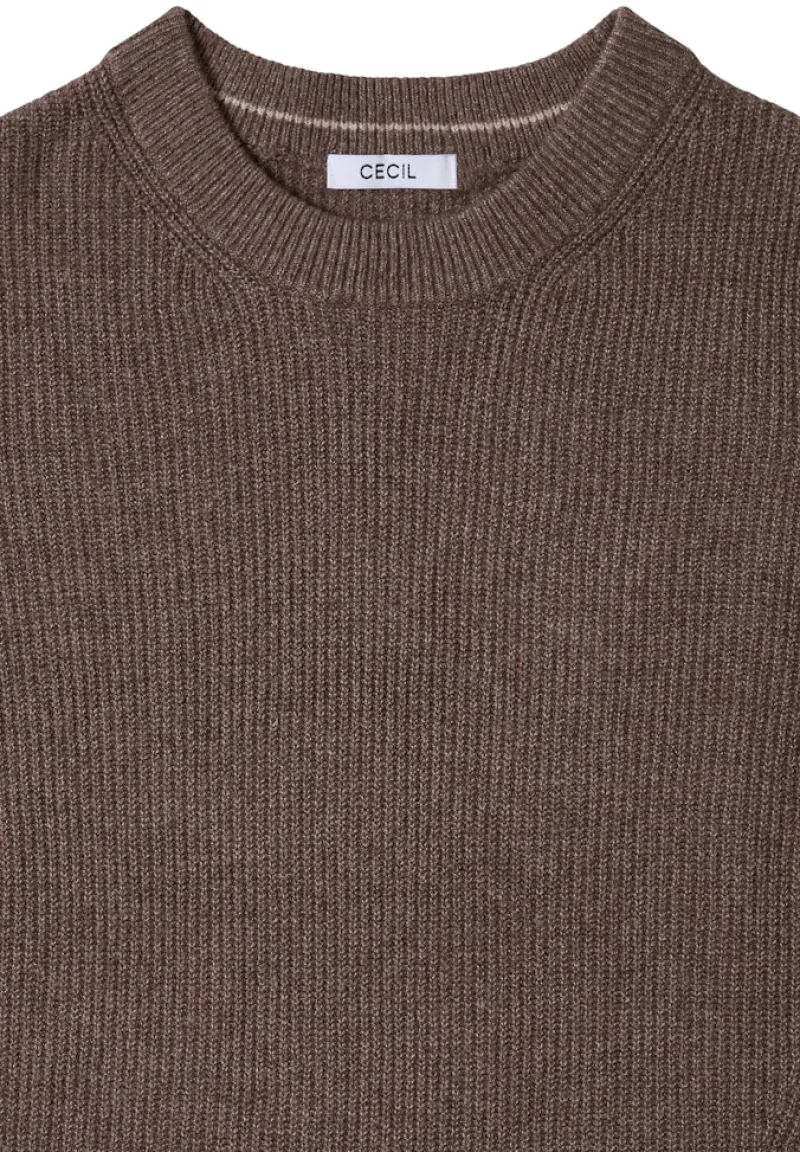 Cecil Pullover & Sweatshirts*Pullover mit Strukturdetails mushroom taupe melange