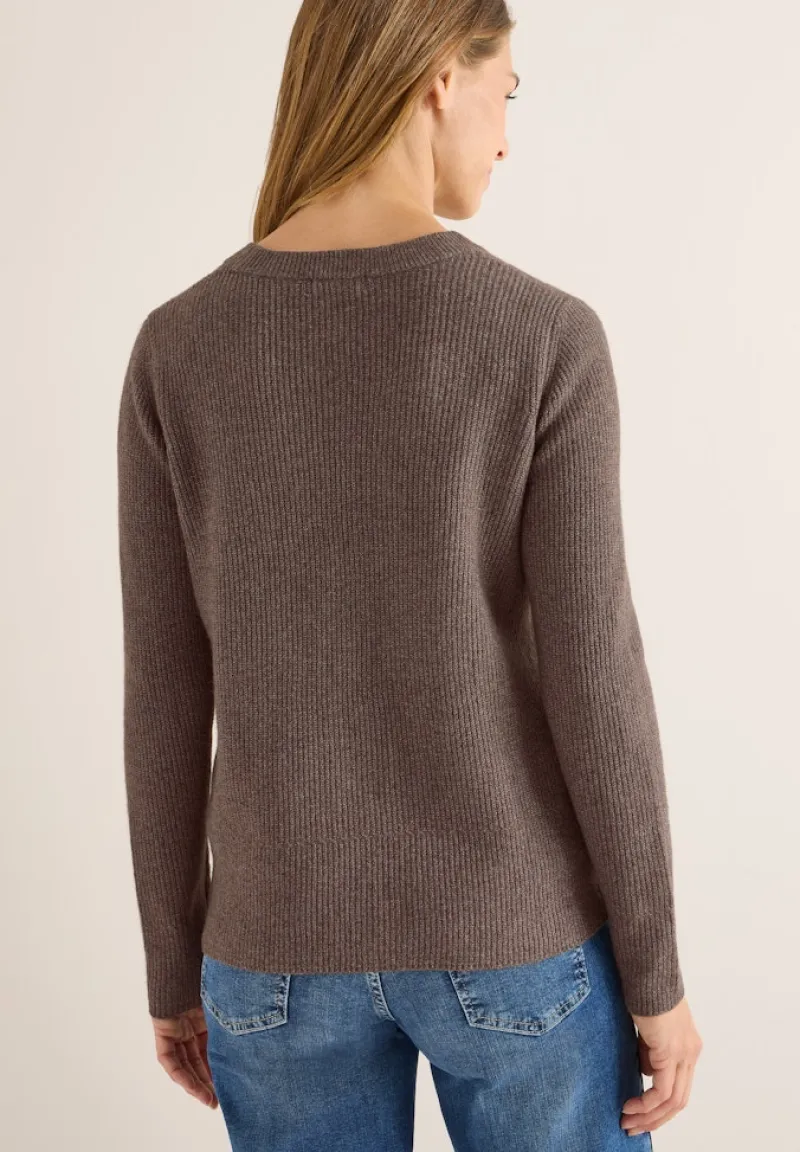 Cecil Pullover & Sweatshirts*Pullover mit Strukturdetails mushroom taupe melange