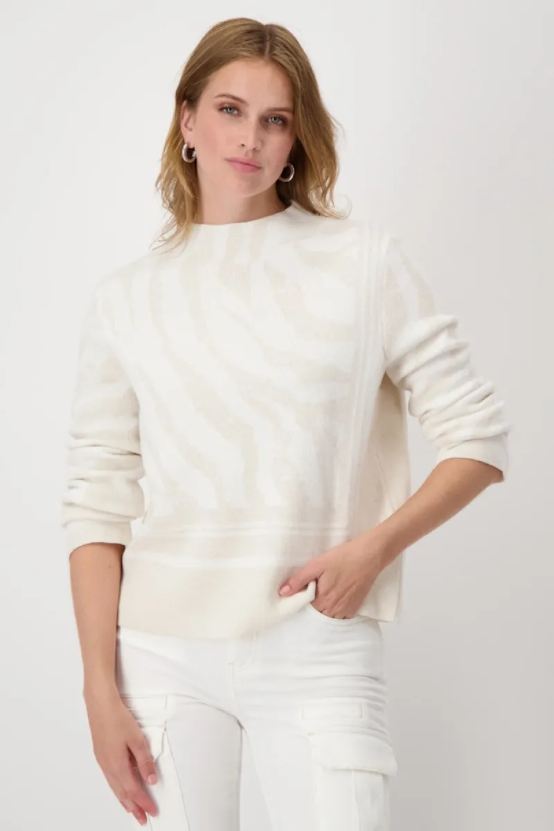 Monari Pullover & Sweatshirts*Pullover mit Tigermuster off-white gemustert
