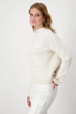 Monari Pullover & Sweatshirts*Pullover mit Tigermuster off-white gemustert