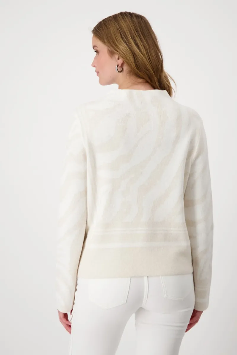 Monari Pullover & Sweatshirts*Pullover mit Tigermuster off-white gemustert