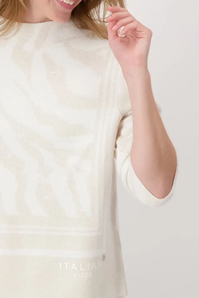 Monari Pullover & Sweatshirts*Pullover mit Tigermuster off-white gemustert