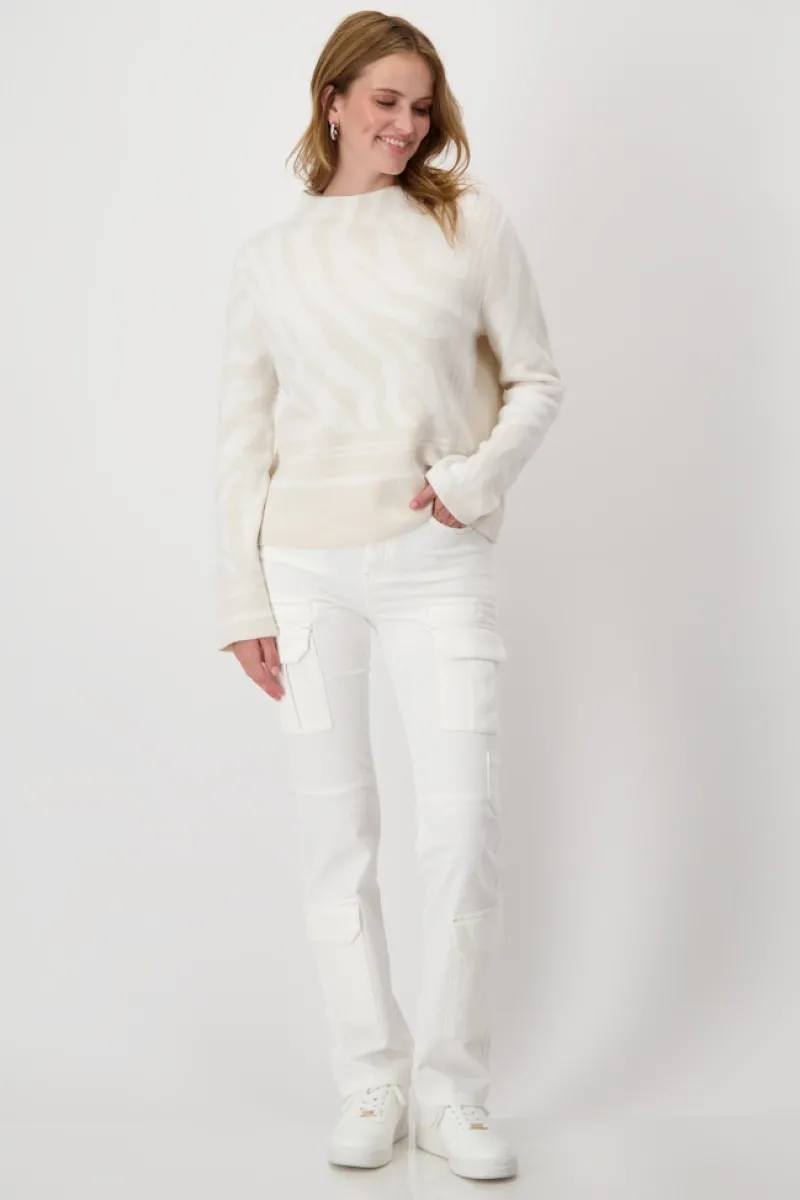 Monari Pullover & Sweatshirts*Pullover mit Tigermuster off-white gemustert
