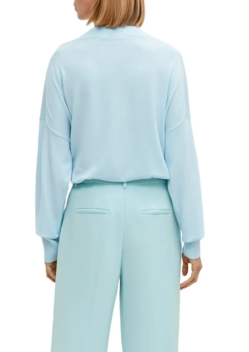 Comma Pullover & Sweatshirts*Pullover mit V-Ausschnitt aus Viskosemix Blau