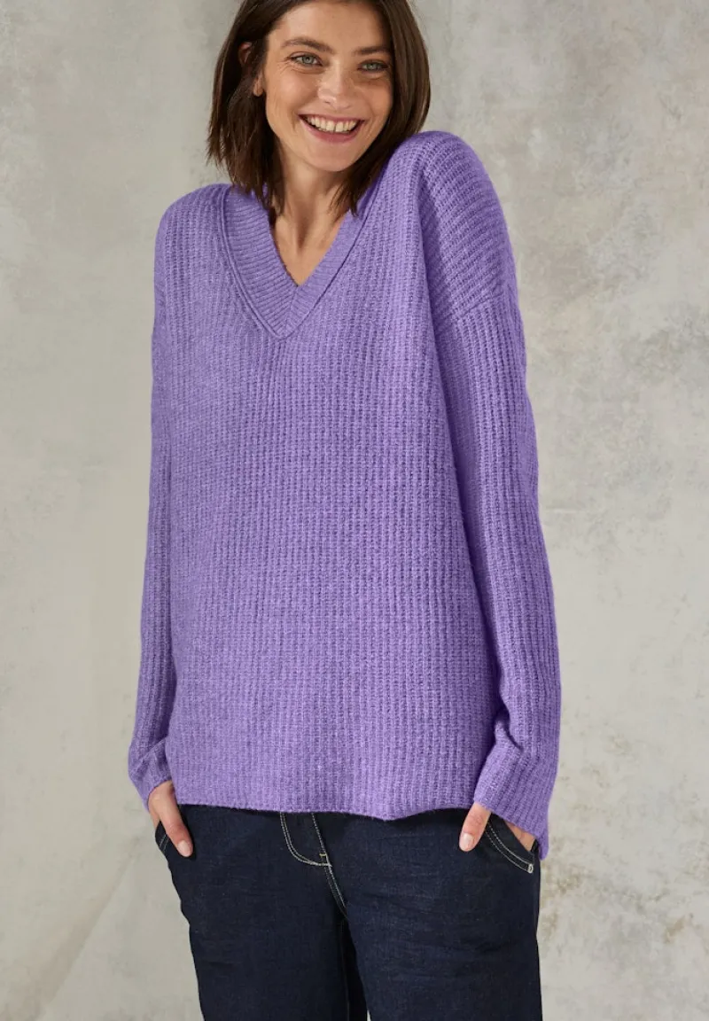 Cecil Pullover & Sweatshirts*Pullover mit V-Ausschnitt gentle lilac melange