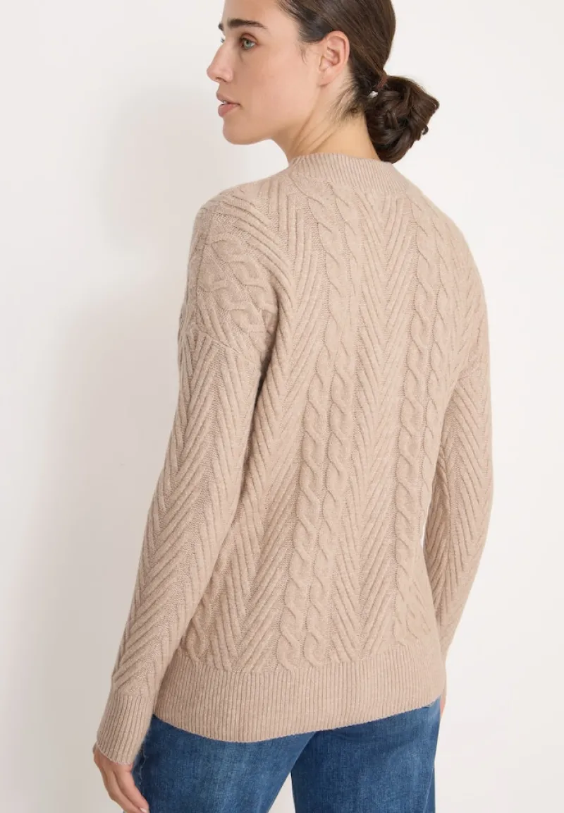 Cecil Pullover & Sweatshirts*Pullover mit Zopfmuster sandalwood beige melange