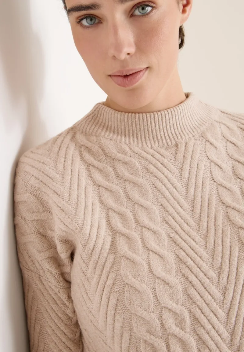 Cecil Pullover & Sweatshirts*Pullover mit Zopfmuster sandalwood beige melange