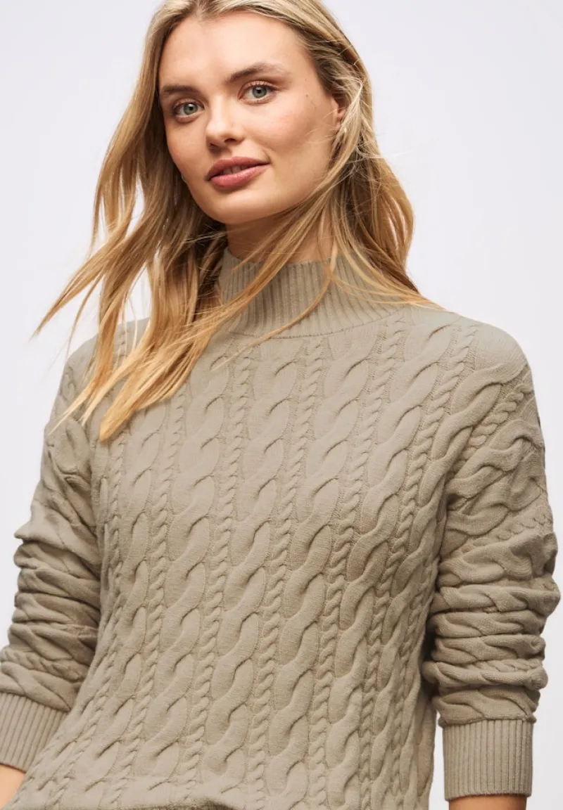 Street One Pullover & Sweatshirts*Pullover mit Zopfmuster sanded beige