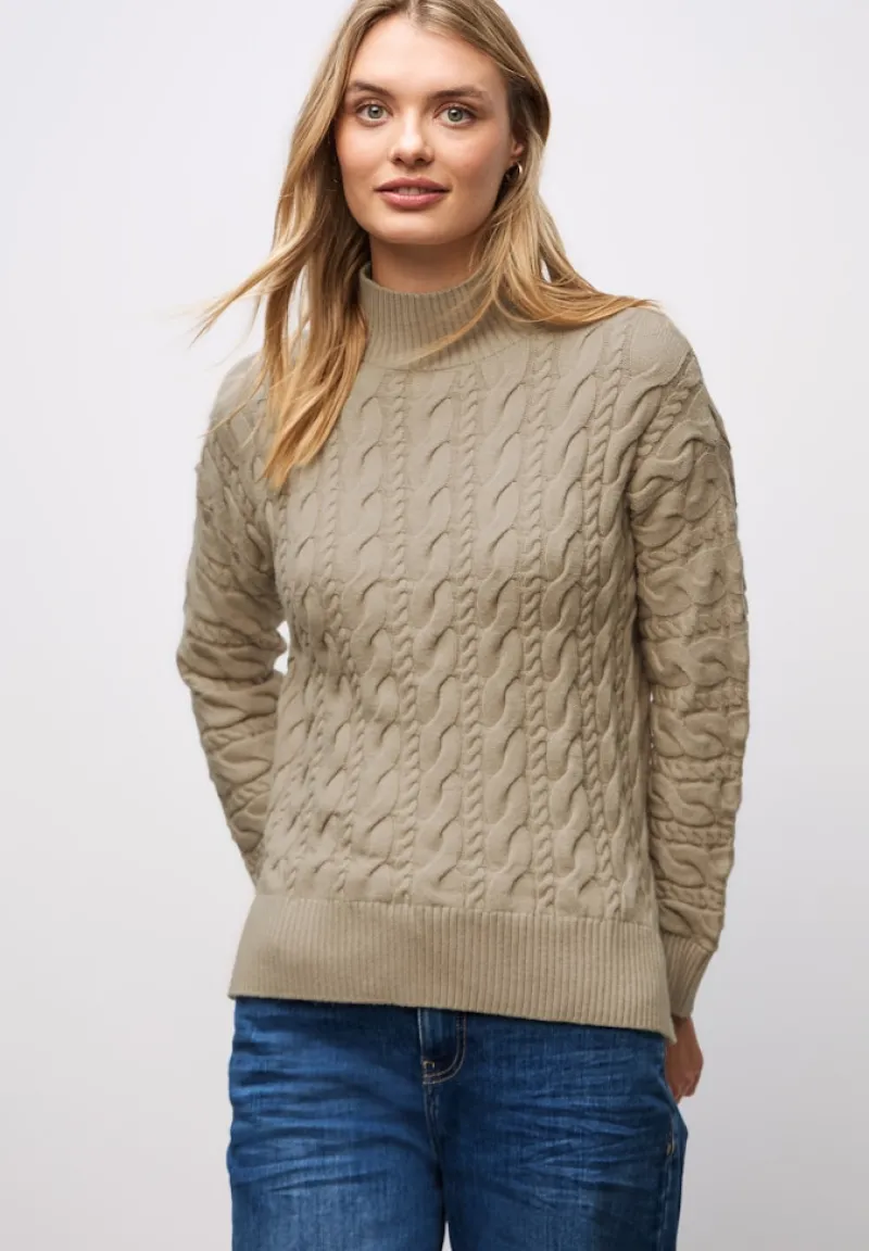 Street One Pullover & Sweatshirts*Pullover mit Zopfmuster sanded beige